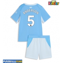 Manchester City Elliot Anderson #5 Heimtrikotsatz Kinder 2026-27 Kurzarm (+ Kurze Hosen)
